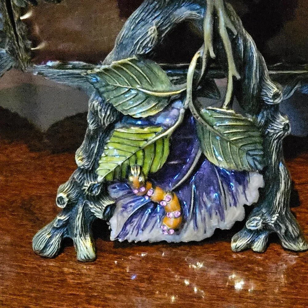 RARE JAY STRONGWATER SPRING SUMMER FLOWER LEAF CRYSTAL ENAMEL SQUARE FRAME